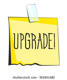 Upgrade paper sticky note. Retro reminder sticker
