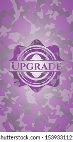 Upgrade pink camo emblem. Vector Illustration. Detailed.