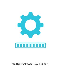 Upgrade Process Gear Icon. Isolated on white background. Blue icon set.