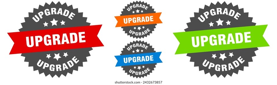 upgrade sign. round ribbon label set. Stamp