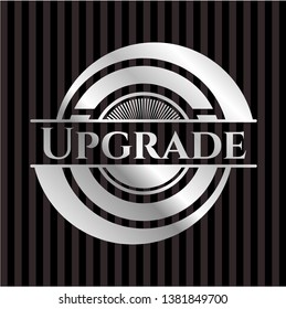 Upgrade silver emblem or badge. Vector Illustration. Mosaic.