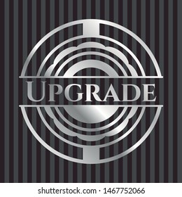 Upgrade silvery badge or emblem. Vector Illustration. Mosaic.