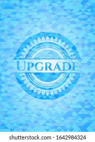 Upgrade sky blue emblem with triangle mosaic background