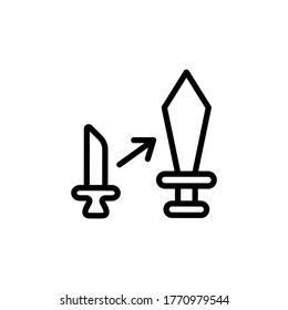 Upgrade, sword icon. Simple line, outline vector elements of video game icons for ui and ux, website or mobile application