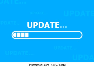 An upgrade tape is displayed on the blue background. On the background of many transparent objects.