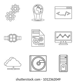 Upgrade tech icons set. Outline set of 9 upgrade tech vector icons for web isolated on white background