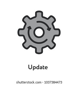Upgrade Update Refresh Hog Wheel Arrow Minimal Color Flat Line Outline Stroke Icon