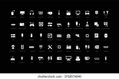 Upgrading Computer. Collection of perfectly simple monochrome icons for web design, app, and the most modern projects. Universal pack of classical signs for category Technology.