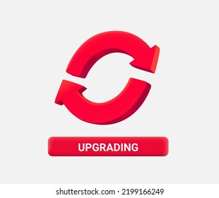 Upgrading concept with red arrows. 3d vector isolated icon 