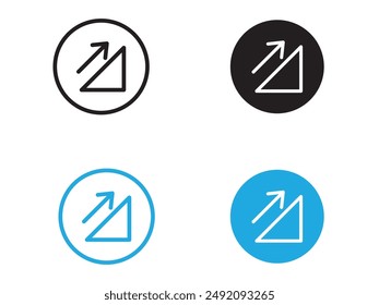 Uphill icon black and white vector outline sign