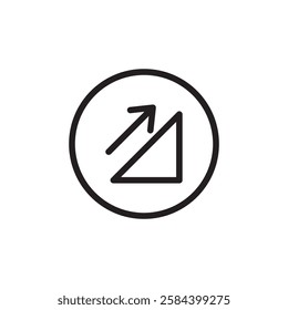 Uphill icon black and white vector outline sign