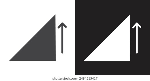 Icono de cuesta arriba Conjunto plano en Vector de contorno de color blanco y negro