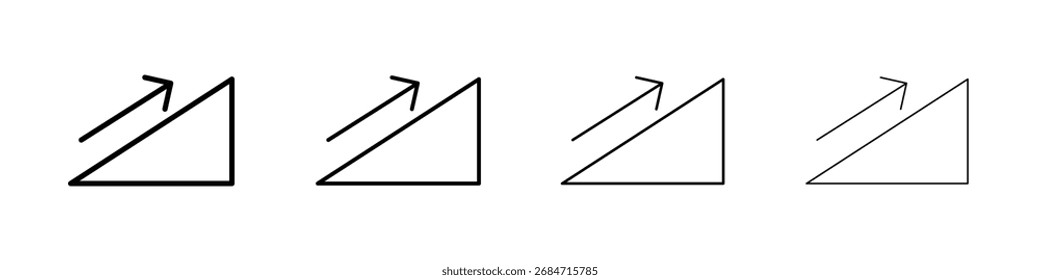 Uphill icon Flat thin line vector illustration art outline set