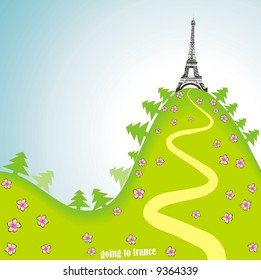 uphill path to eiffel tower
