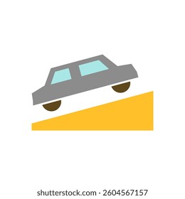 uphill road icon, steep slope, simple flat style, illustration, logo sign symbol pictogram template, for ui or ux isolated on white for mobile app, editable