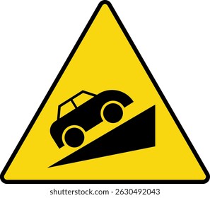 uphill road sign. decent road safety sign. vehicle uphill street safety icon. Traffic Road Sign. damaged surface
