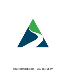 Concepto de montañas de iconos de Vector de carretera cuesta arriba