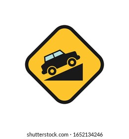 Uphill Vector Sign Traffic Symbol. Climb Road Sign Vector.