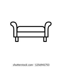 Upholstered bench seat. Entryway patio furniture. Vector line icon. Isolated object