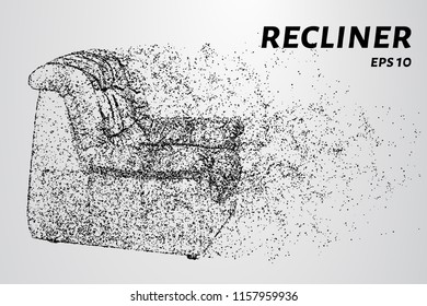 Upholstered chair made of particles. Soft chair consists of circles and dots