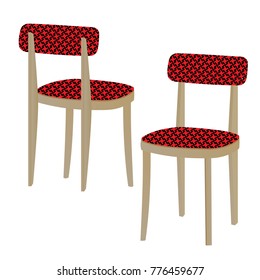 Upholstered chair view from the front and the back
