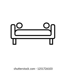 Upholstered couch with round pillows. Entryway patio furniture. Vector line icon. Isolated object