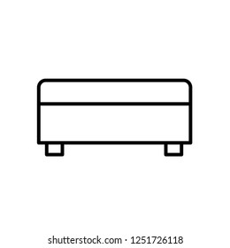 Upholstered storage bench. Entryway patio furniture. Vector line icon. Isolated object