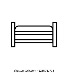 Upholstered storage wooden bench. Entryway patio furniture. Vector line icon. Isolated object