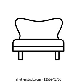 Upholstered vintage bench settee. Entryway patio furniture. Vector line icon. Isolated object