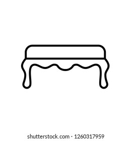 Upholstered vintage wooden bench settee. Entryway patio furniture. Vector line icon. Isolated object