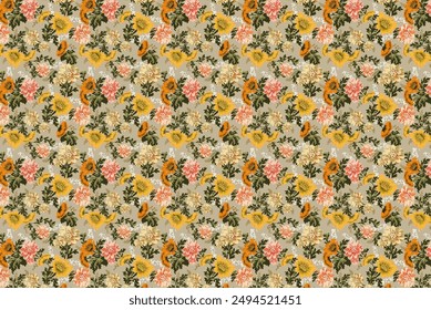 upholstery pattern yellow flowers orange flowers green leaves report pattern