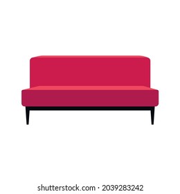 Upholstery red seating bench sofa cartoon vector