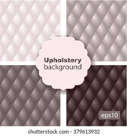 Upholstery tufted leather fabric vector seamless pattern set for furniture, background, wallpaper