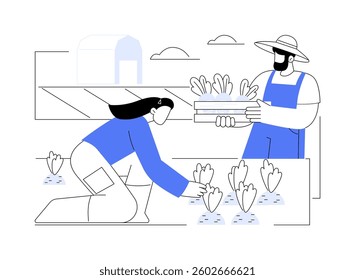 U-Pick farms isolated cartoon vector illustrations. Happy family with vegetables on u-pick farm, agriculture industry, selling natural food, processing-manufacturing sector vector cartoon.