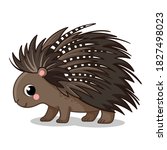 upine stands on a white background. Vector illustration in cartoon style.