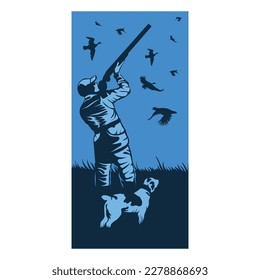 upland hunting and wingshooting logo vector illustration