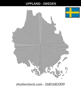 Hochlandkarte zeigt bemerkenswerte Orte in Schweden mit