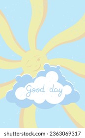 Uplifting  vector illustration with the smiling sun and wishes for a good day
