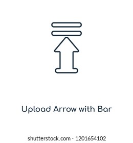 Upload Arrow with Bar concept line icon. Linear Upload Arrow with Bar concept outline symbol design. This simple element illustration can be used for web and mobile UI/UX.