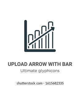 Upload arrow with bar glyph icon vector on white background. Flat vector upload arrow with bar icon symbol sign from modern ultimate glyphicons collection for mobile concept and web apps design.