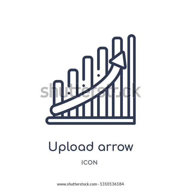 upload arrow with bar icon from ultimate\
glyphicons outline collection. Thin line upload arrow with bar icon\
isolated on white\
background.
