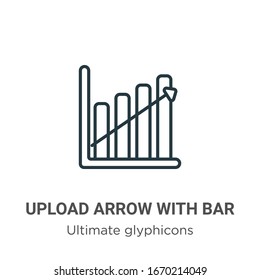 Upload arrow with bar outline vector icon. Thin line black upload arrow with bar icon, flat vector simple element illustration from editable ultimate glyphicons concept isolated stroke on white 