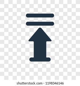 Upload Arrow with Bar vector icon isolated on transparent background, Upload Arrow with Bar transparency logo concept