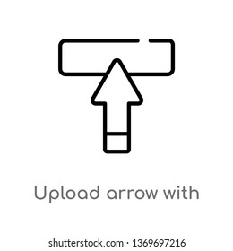 upload arrow with bar vector line icon. Simple element illustration. upload arrow with bar outline icon from ultimate glyphicons concept. Can be used for web and mobile