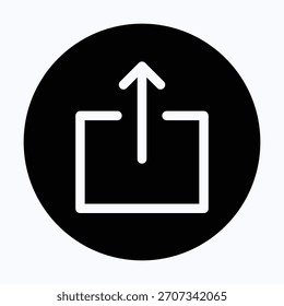 Upload Arrow Box Symbol Isolated Circular Vector Icon.