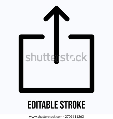 Upload Arrow Box Symbol Isolated Lineal Vector Icon, Editable Stroke.