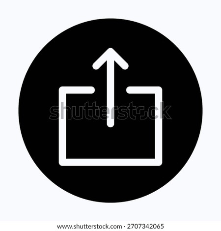 Upload Arrow Box Symbol Isolated Circular Vector Icon.