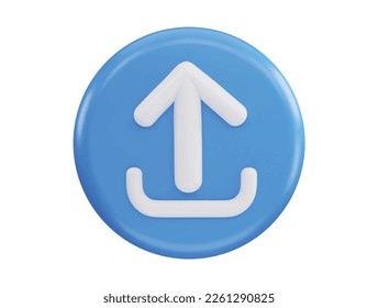 Upload up arrow button 3d rendering vector icon illustration