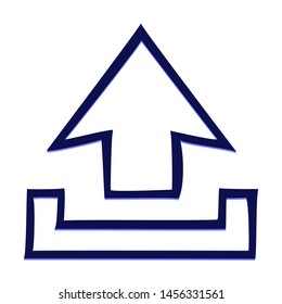 Upload Arrow. Hand Drawn Icon with Blue Ballpoint Pen Style.