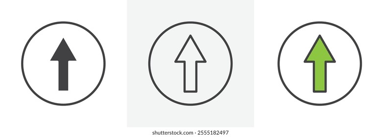 Upload arrow icon collection in black and colored style.